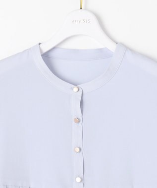 ANY SIS L 【洗える】ジョーゼットプリーツコンビ ブラウス ライトブルー