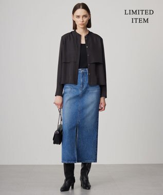 ICB L 【WEB限定・洗える】シルキーツイル  クロップドシャツ ブラック系