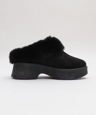 WEGO 【25年秋冬新作/あったかい】ムートンタッチサボ ブラック