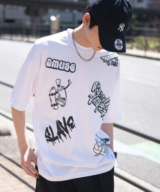 WEGO アクセ付きラフガキグラフィックT（SS） ホワイト