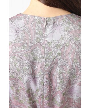 DAKS ボタニカルプリント七分袖ワンピース ピンク