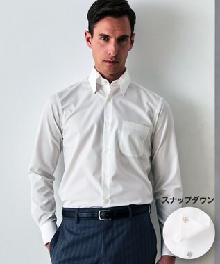 【形態安定】PREMIUMPLEATS_スナップダウン 通年ドレスシャツ(25年モデル)