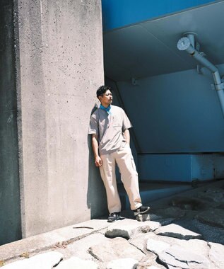 SHARE PARK MENS 【撥水・UVカット・ストレッチ・軽量 】ナイロンカーゴパンツ（Lサイズ） ベージュ系