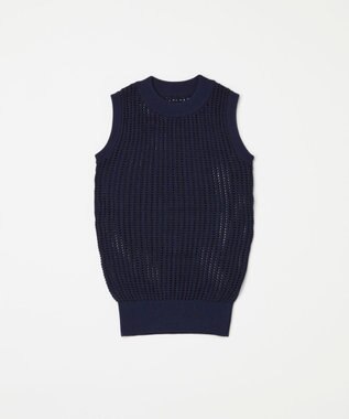 TOQUE 25SS新作〈大草直子さんアドバイザー〉【天然素材】シルク×コットン粗メッシュニットノースリーブ ネイビー
