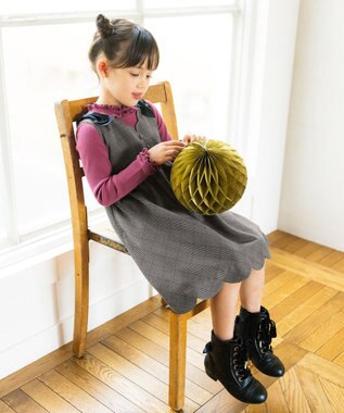 ANY KIDS チェックジャンパースカート チャコールチェック