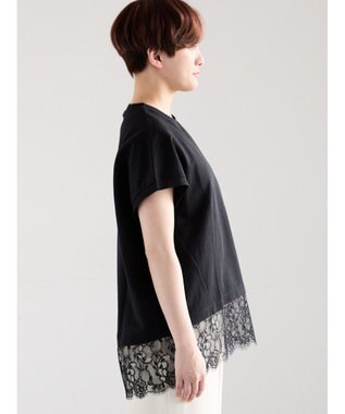 Te chichi 【接触冷感/マシンウォッシャブル】レースヘムTシャツ《2026 SUMMER LOOK item》 ブラック