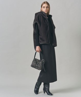 ICB 【洗える】ミンクライクファー フーディジレ コート チャコール