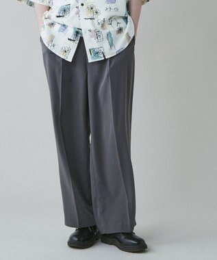 WEGO トロミ　ベルト付きワイドスラックス ダークグレー