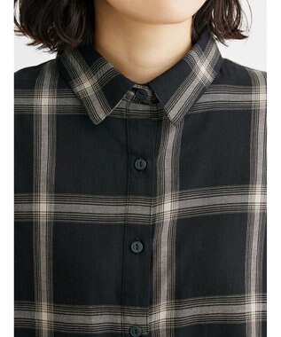 Green Parks ビエラチェックシャツワンピース Black