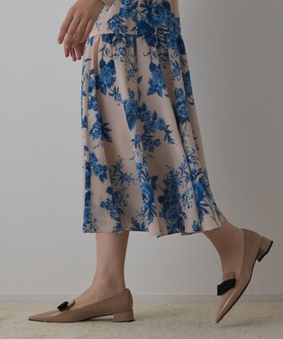 GRACE CONTINENTAL ブーケフラワープリントワンピース ベージュ