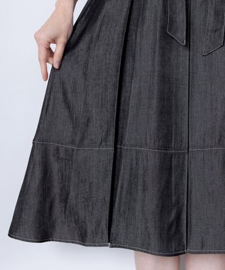 Tiaclasse L デニムフレアワンピース ブラック