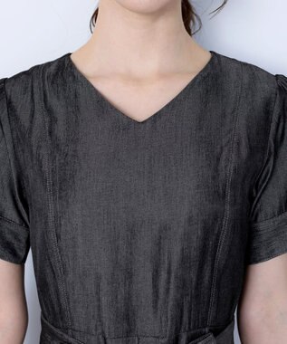 Tiaclasse L デニムフレアワンピース ブラック