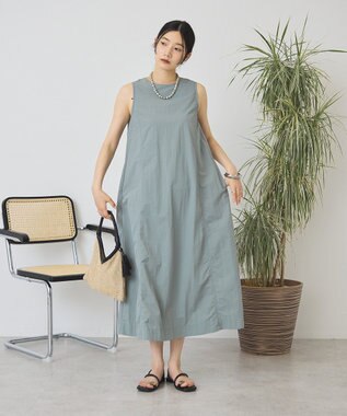 AMERICAN HOLIC 【2点セット】ナイロンAラインワンピース+キャミソール Grayish Khaki