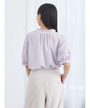 earth music&ecology ２ｗａｙスタンドフリル半袖ブラウス Lavender