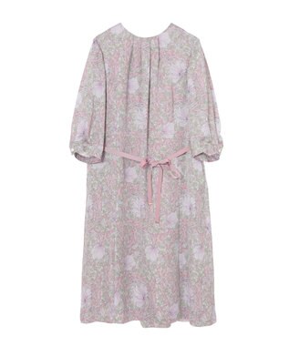 DAKS ボタニカルプリント七分袖ワンピース ピンク