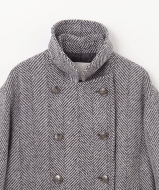 GRACE CONTINENTAL ヘリンボーンピーコート グレー