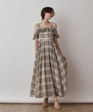 GRACE CONTINENTAL チェックサッカーワンピース ブラウン