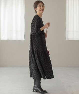 組曲 S カットジャカードティアードワンピース ブラック系