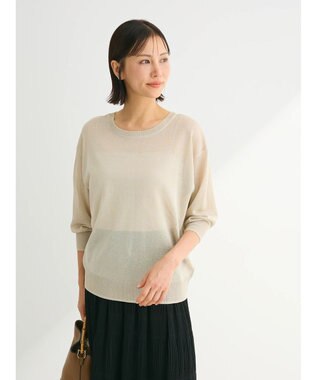 Green Parks ２ｗａｙ　７分袖ブライトシアーニットプルオーバー Beige