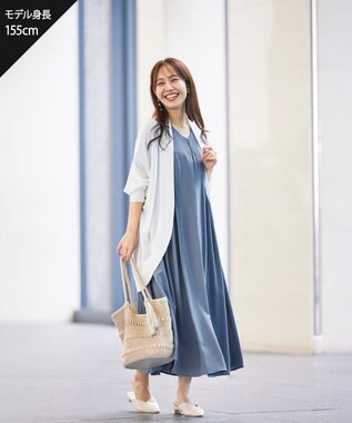 Tiaclasse 【洗える】サイドギャザーワンピース ブルー