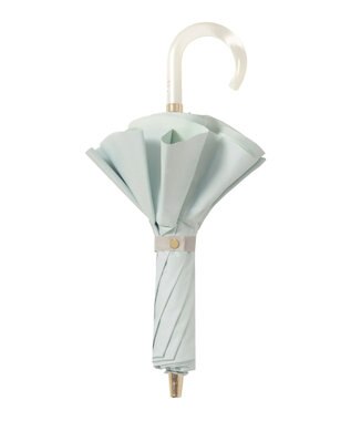 MOONBAT 【1級遮光/遮熱/UV】LANVIN en Bleu (ランバン オン ブルー)晴雨兼用日傘 ラッフルフリル 無地 チャーム付き 折りたたみ傘 楽折 ライトグリーン