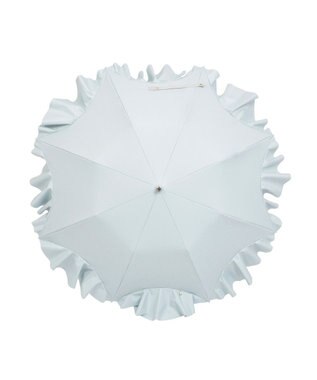 MOONBAT 【1級遮光/遮熱/UV】LANVIN en Bleu (ランバン オン ブルー)晴雨兼用日傘 ラッフルフリル 無地 チャーム付き 折りたたみ傘 楽折 ライトグリーン