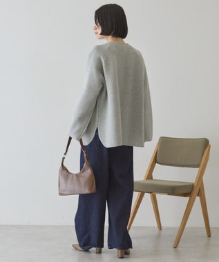 AMERICAN HOLIC Wフェイスラウンドヘム ラグランニットカーディガン Gray Mixture