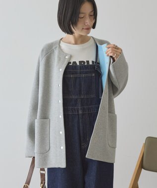 AMERICAN HOLIC Wフェイスラウンドヘム ラグランニットカーディガン Gray Mixture