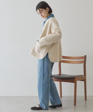 AMERICAN HOLIC Wフェイスラウンドヘム ラグランニットカーディガン Light Beige