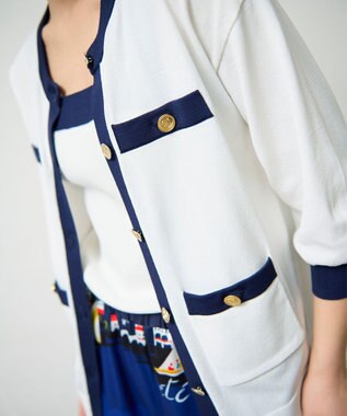 GRACE CONTINENTAL 配色ニットカーディガン ホワイト