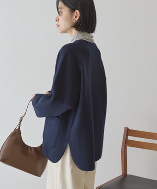 AMERICAN HOLIC Wフェイスラウンドヘム ラグランニットカーディガン Dark Navy