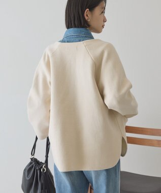 AMERICAN HOLIC Wフェイスラウンドヘム ラグランニットカーディガン Light Beige