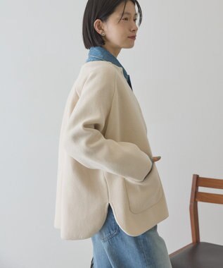 AMERICAN HOLIC Wフェイスラウンドヘム ラグランニットカーディガン Light Beige