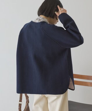 AMERICAN HOLIC Wフェイスラウンドヘム ラグランニットカーディガン Dark Navy