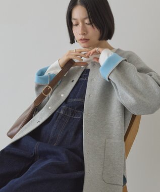 AMERICAN HOLIC Wフェイスラウンドヘム ラグランニットカーディガン Gray Mixture