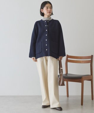 AMERICAN HOLIC Wフェイスラウンドヘム ラグランニットカーディガン Dark Navy