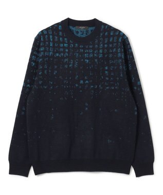 JOSEPH HOMME ドローイングブレイドジャガード　クルーネック長袖ニット ネイビー系3
