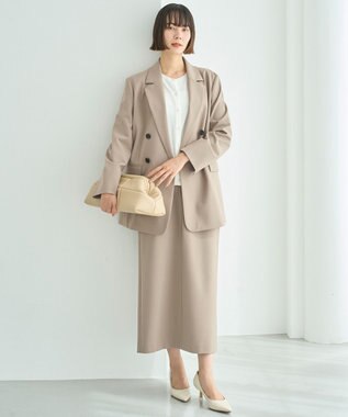 UNFILO ウールライク ダブルブレスト ジャケット ベージュ