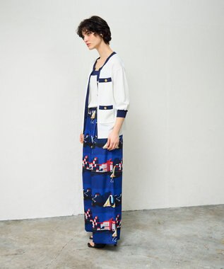 GRACE CONTINENTAL 配色ニットカーディガン ホワイト