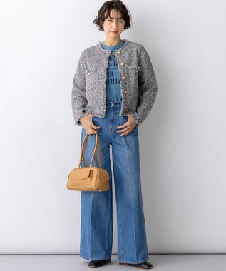 23区 L 【FUDGE掲載/滝沢眞規子さん着用/RED CARD TOKYO×23区】 センタープレス デニム ワイド パンツ ライトブルー系