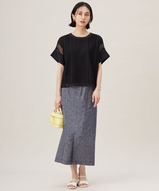 自由区 L 【洗える】レースエッジ Tシャツ&タンクトップセット トップス [新色]ブラック