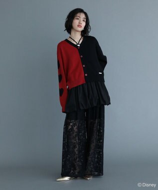 Green Parks VILLAINS/アシンメトリーニットカーディガン Red