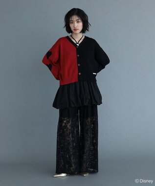 Green Parks VILLAINS/アシンメトリーニットカーディガン Red