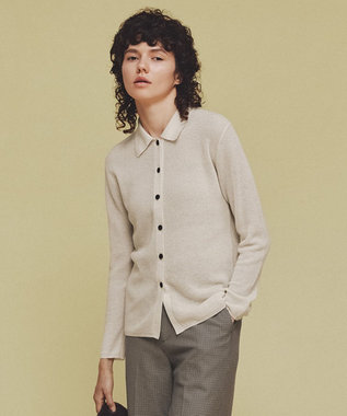 UNFILO ファインアルパカ 襟付きカーディガン エクリュ