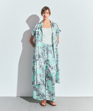 GRACE CONTINENTAL リゾートプリントツイルドレス ミント