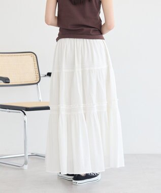 earth music&ecology ティアードギャザースカート Off White