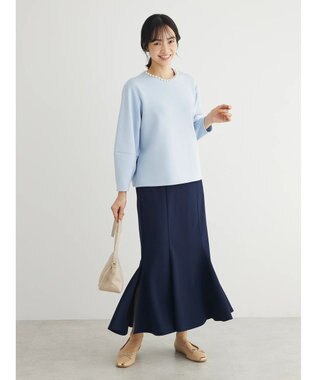 Green Parks パール付ポンチカットプルオーバー Sax