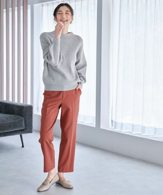 ANY 【ウエストゴム/リントラク加工/裏起毛/ストレッチ】シークレットウォーム　テーパードパンツ テラコッタ