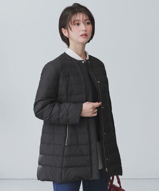 ANY SIS S 【2WAY】ノーカラーミドル ダウン ブラック