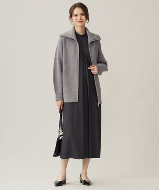 自由区 【洗える】ウーステッドトロ ワンピース チャコール